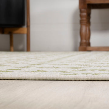 Ourika Moroccan Geometric Textured Weave Indoor/outdoor Round Rug